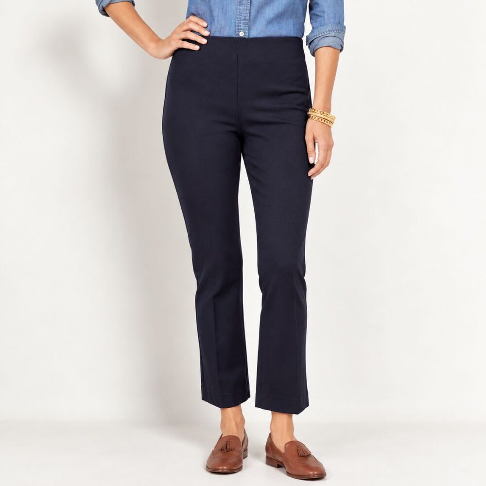 Talbots Montauk Dress Pants Size 6P Navy Blue Elastic Waist Straight Ankle Crop
